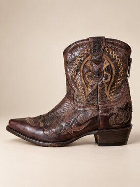 STETSON Handcrafted Leather Ankle Cowboy Cowgirl Emory Boots NEW NWT